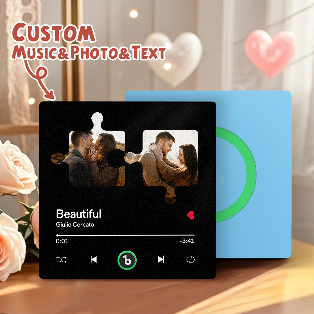 Custom Music Fridge Magnets Valentine's Day Gifts Custom Music Fridge Magnet Colorful Frame Album Fridge Magnet Can Play Songs Gift for Couple