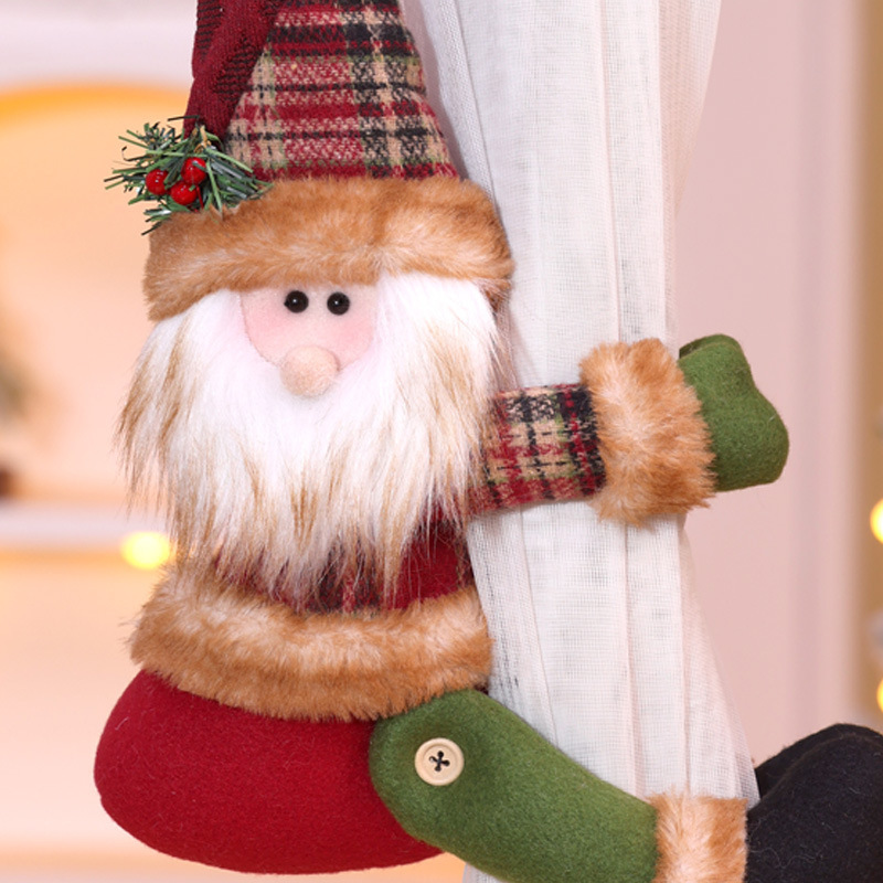 Christmas Curtain Tiebacks | Cute Santa, Snowman & Reindeer Plush Decorations | Holiday Home Décor