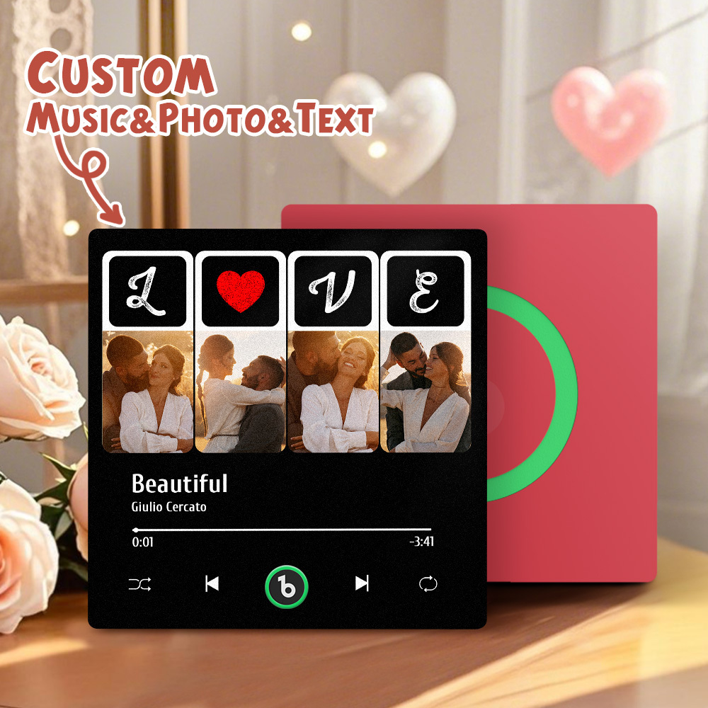 Custom Music Fridge Magnets Valentine's Day Gifts Custom Music Fridge Magnet Colorful Frame Album Fridge Magnet Can Play Songs Gift for Couple