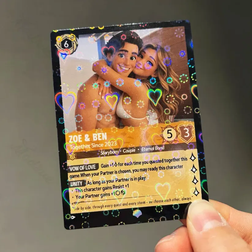 Carte Personnalisée Avec Portrait De Couple Style Dessin Animé, Carte D'anniversaire Personnalisée Avec Photo De Couple Style Anime, Cadeau Idéal Pour La Saint-valentin. - MaPhotocaleconFr