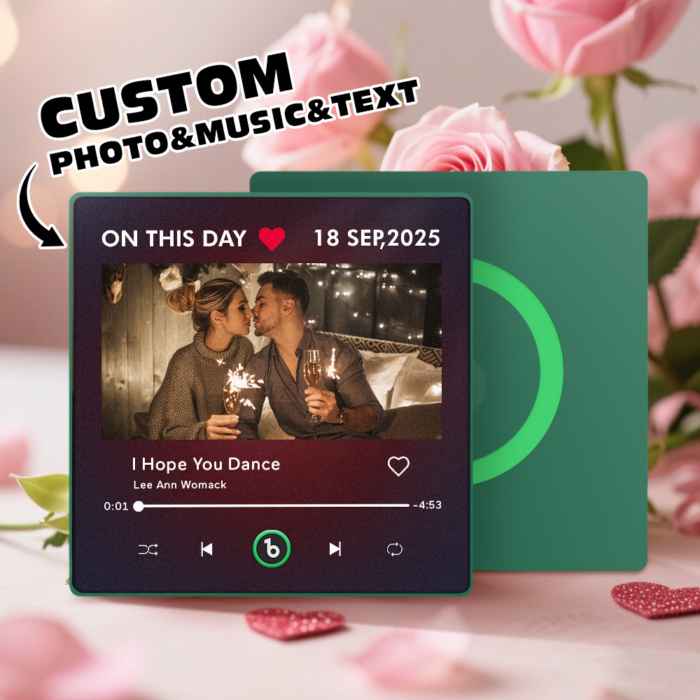 Customized Dark Purple Gradient Background Refrigerator Magnet Customized Romantic Date Custom Photo Music Refrigerator Magnet For Her