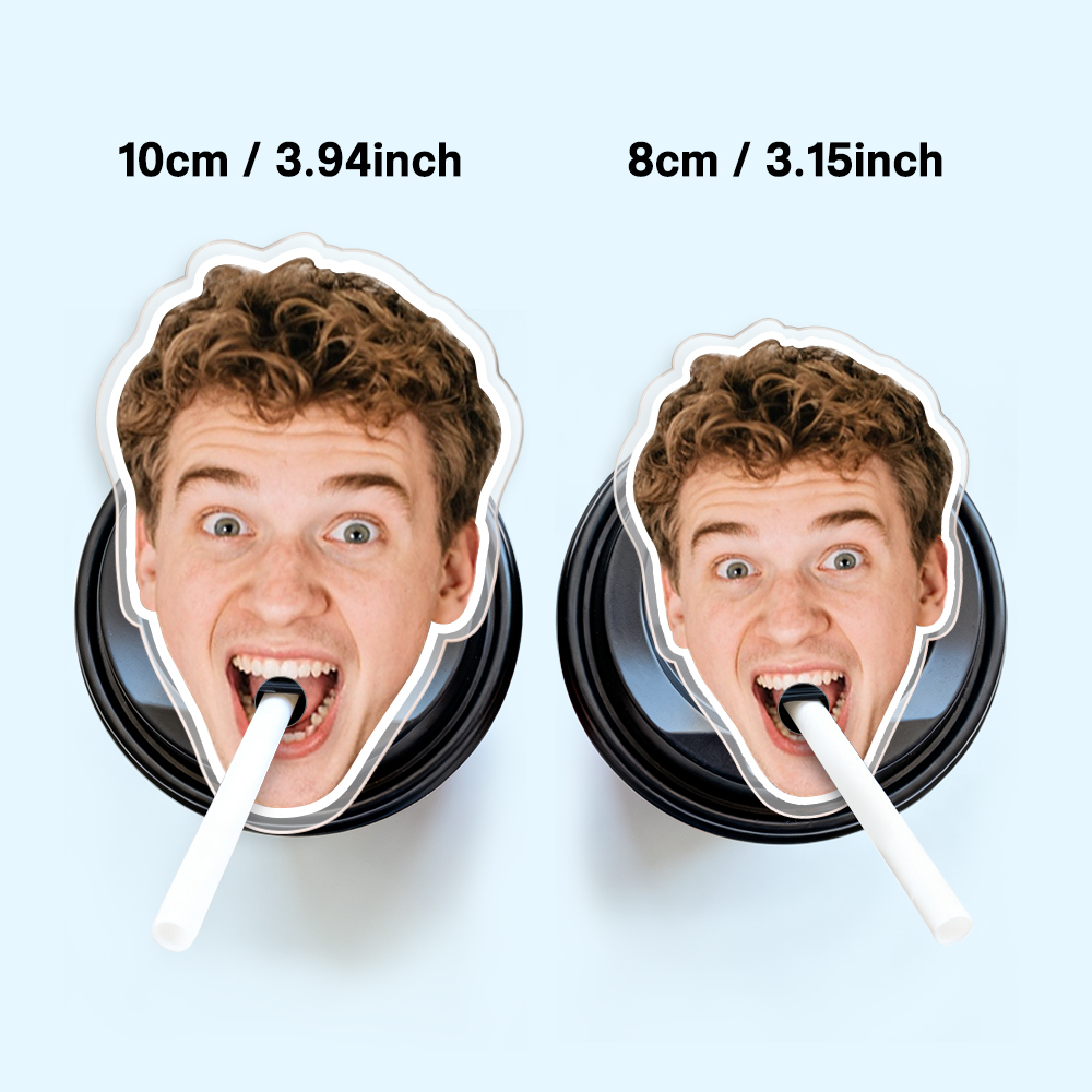 Custom Funny Face Straw Topper | Personalized Drink Cup Lid Insert | Hilarious Custom Gift
