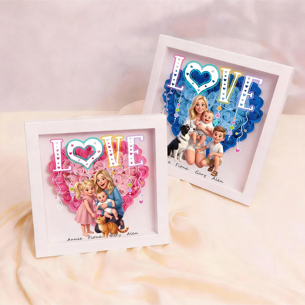 Personalized Flower Shadow Box with Light, Custom Photo & Name Gift For Mom, Gift For Mother's Day - Photowatch