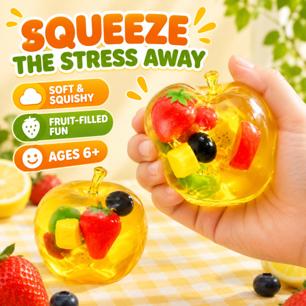 Realistic Fruit Jelly Banana Squishy Toy | Transparent Fruit Filled Stress Relief Fidget Toy for Kids & Adults