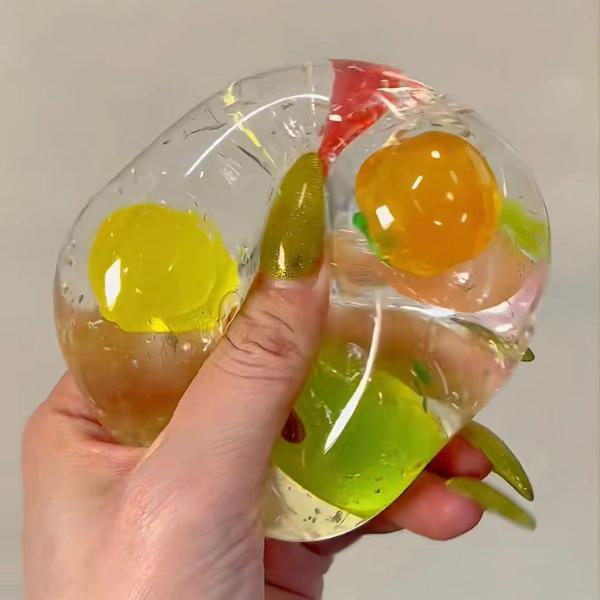 Fruit Jelly Squishy Ball Realistic Fruit Gel Stress Relief Sensory Fidget Toy