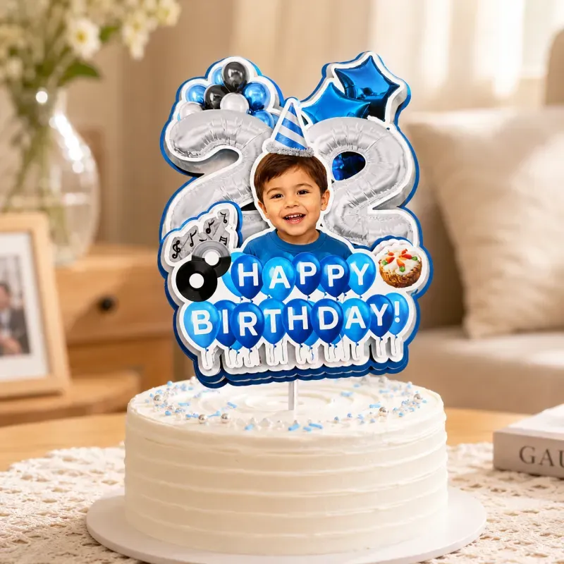 Personalized Birthday Cake Topper with Photo, Custom Face Acrylic Cake Decoration for Any Age, Funny Birthday Party Favors, Best Birthday Gift