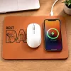 Custom Photo Bold Sketch Best Dad Ever - Personalized Leather Charging Mat