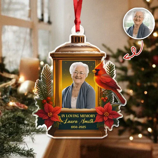 Custom Photo In Loving Memory Memorial Acrylic Ornament - Photowatch