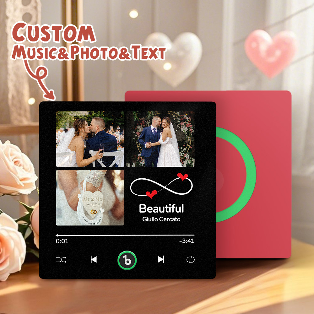 Custom Music Fridge Magnets Valentine's Day Gifts Custom Music Fridge Magnet Colorful Frame Album Fridge Magnet Can Play Songs Gift for Couple