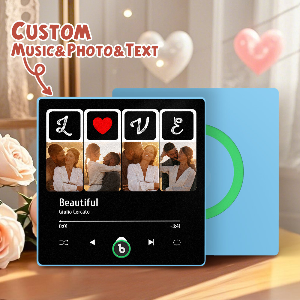 Custom Music Fridge Magnets Valentine's Day Gifts Custom Music Fridge Magnet Colorful Frame Album Fridge Magnet Can Play Songs Gift for Couple