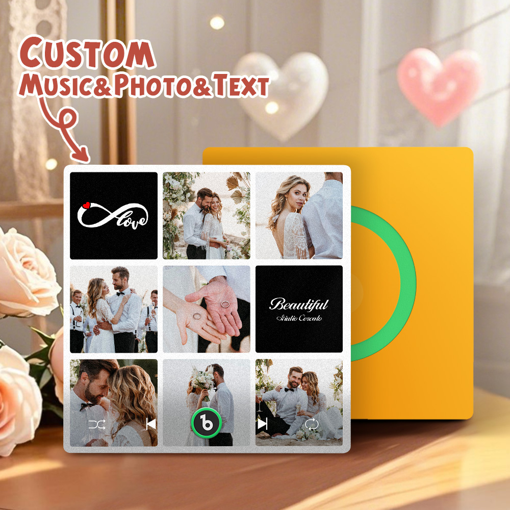 Custom Music Fridge Magnets Valentine's Day Gifts Custom Music Fridge Magnet Colorful Frame Album Fridge Magnet Can Play Songs Gift for Couple