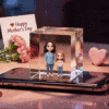3D Cartoon Double-Person Lumina Boxes Hologram Video | Mother's Day High-Transmittance Holographic Material Image Gift