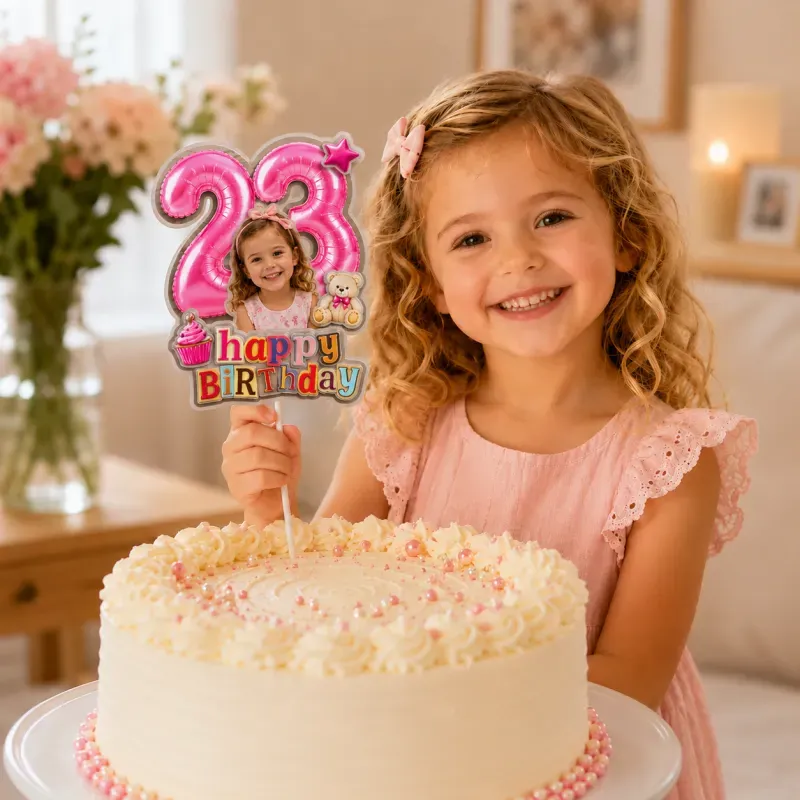 Personalized Birthday Cake Topper with Photo, Custom Face Acrylic Cake Decoration for Any Age, Funny Birthday Party Favors, Best Birthday Gift
