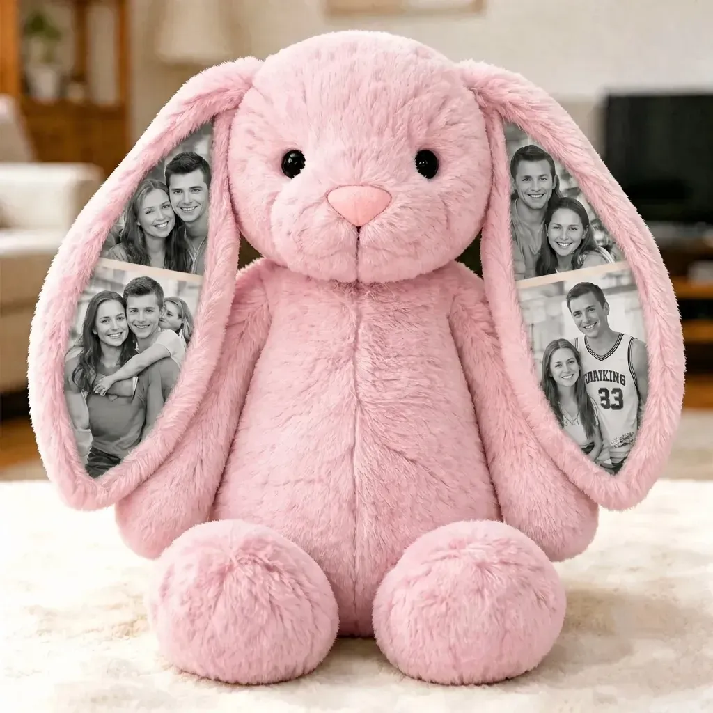 Personalized Voice Recording Bunny Plush – Custom Photo Hidden Ear Rabbit, Recordable Message Stuffed Animal, Unique Anniversary Gift for Couples - Photowatch
