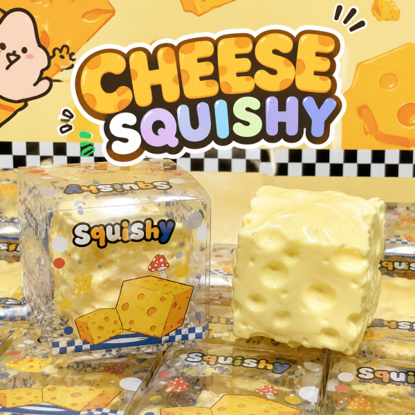 Cheese Block Slow Rebound Squishy Toy Soft Stress Relief Squeeze Fidget Toy Cute Food Sensory Play Gift