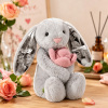 Custom Photo Red Love Heart Bunny Plush Personalized Hidden Ear Picture Bunny Gift for Couples Anniversary Gifts - Photowatch