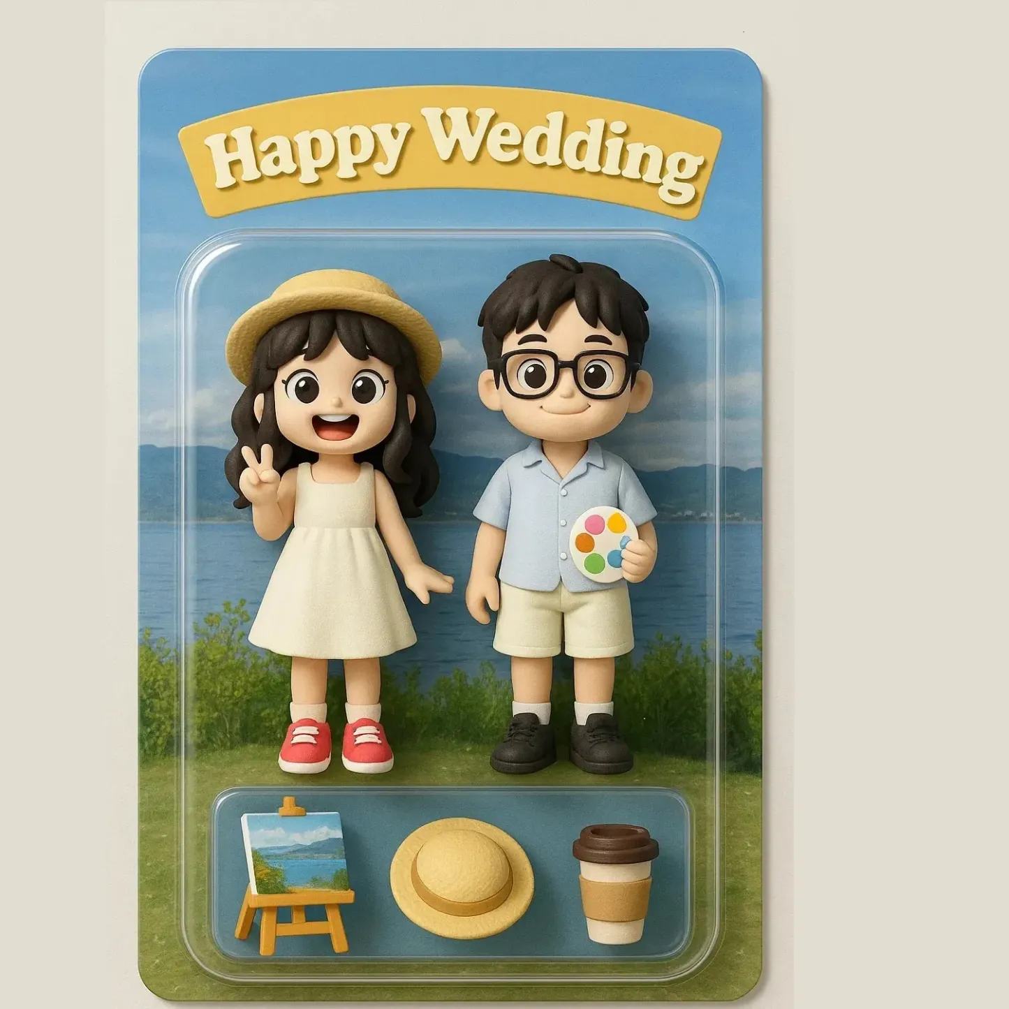 Custom 3D Effect Action Figure Pack Packaging Toy Box Style Art Gift Personalized Acrylic Fridge Magnets Couple's Gifts Wedding Gifts