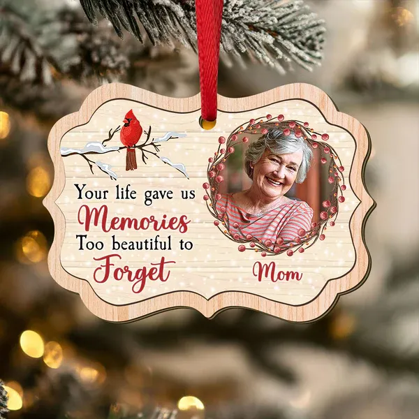 Custom Photo Memories Too Beautiful To Forget Wood Ornament - Photowatch