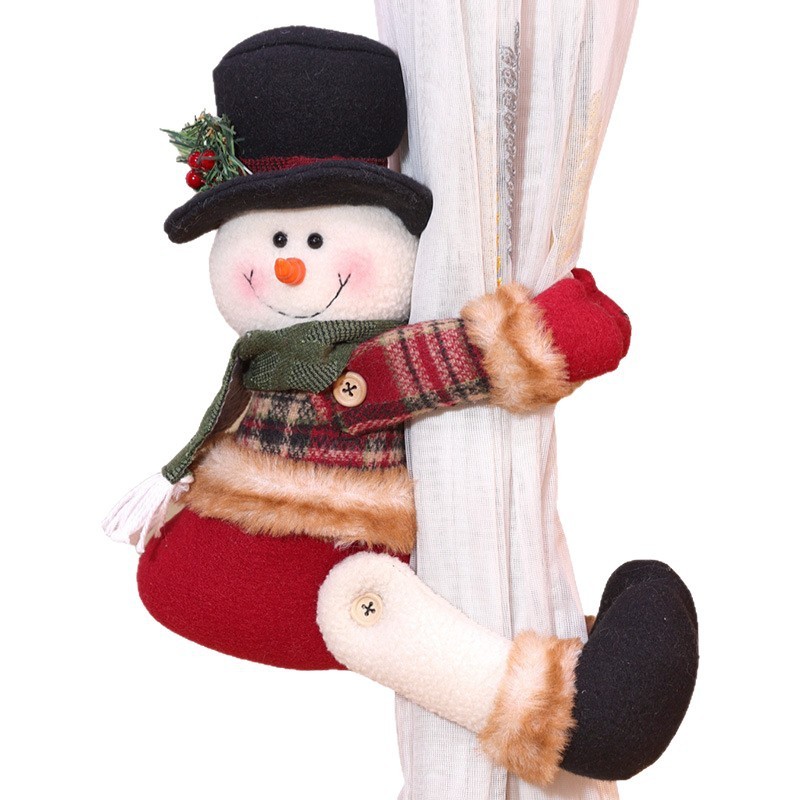Christmas Curtain Tiebacks | Cute Santa, Snowman & Reindeer Plush Decorations | Holiday Home Décor