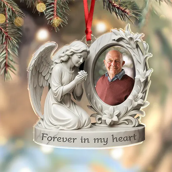 Custom Photo Forever In My Heart Memorial Acrylic Ornament - Photowatch