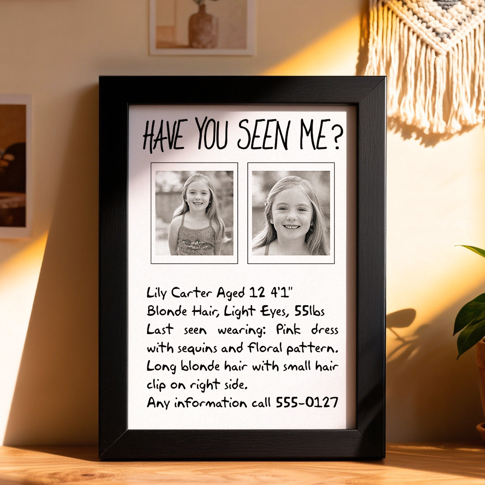 Custom 80s Retro Mystery Style Photo Frame | Personalized Missing Person Poster Decoration | Retro Atmospheric Wall Art