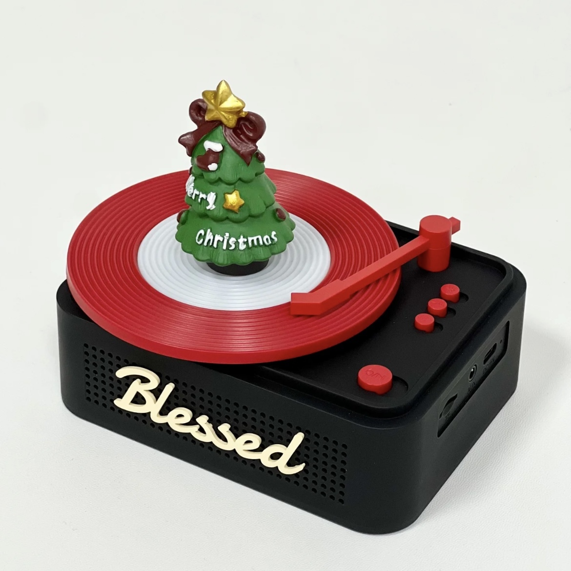 Christmas Retro Record Player Bluetooth Speaker | Rotating Christmas Tree Decor | Festive Gift with Music & Light