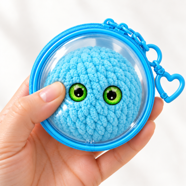 Blue Crochet Bubble Squishy Ball Pouch