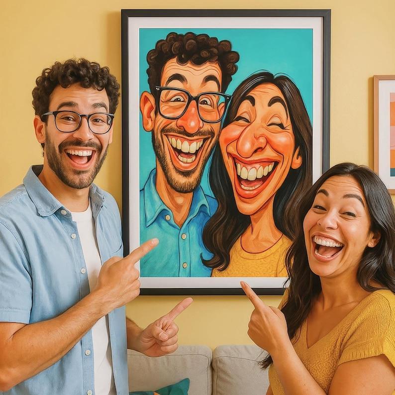 Custom Funny Caricature Portrait Frame Transform Your Photo into Hilarious Art Gift