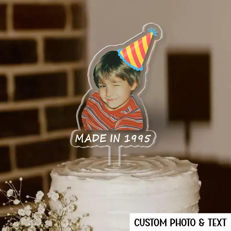 Personalized Birthday Cake Topper with Photo, Custom Face Acrylic Cake Decoration for Any Age, Funny Birthday Party Favors, Best Birthday Gift
