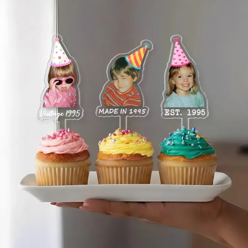 Personalized Birthday Cake Topper with Photo, Custom Face Acrylic Cake Decoration for Any Age, Funny Birthday Party Favors, Best Birthday Gift