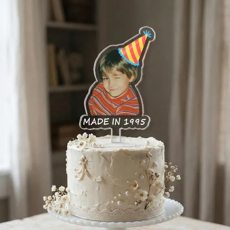Personalized Birthday Cake Topper with Photo, Custom Face Acrylic Cake Decoration for Any Age, Funny Birthday Party Favors, Best Birthday Gift