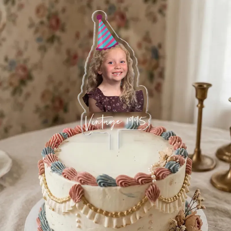 Personalized Birthday Cake Topper with Photo, Custom Face Acrylic Cake Decoration for Any Age, Funny Birthday Party Favors, Best Birthday Gift