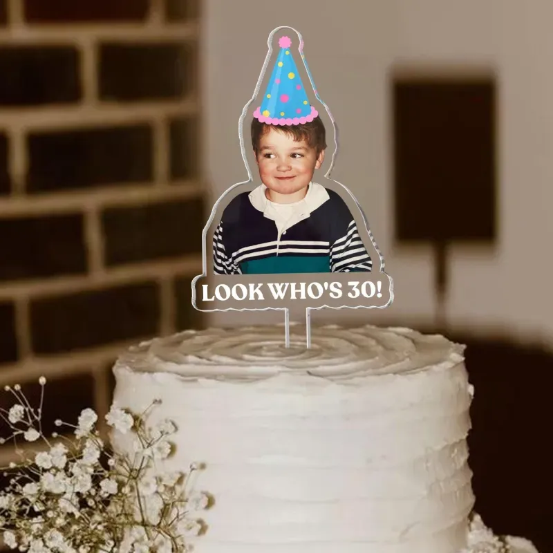 Personalized Birthday Cake Topper with Photo, Custom Face Acrylic Cake Decoration for Any Age, Funny Birthday Party Favors, Best Birthday Gift