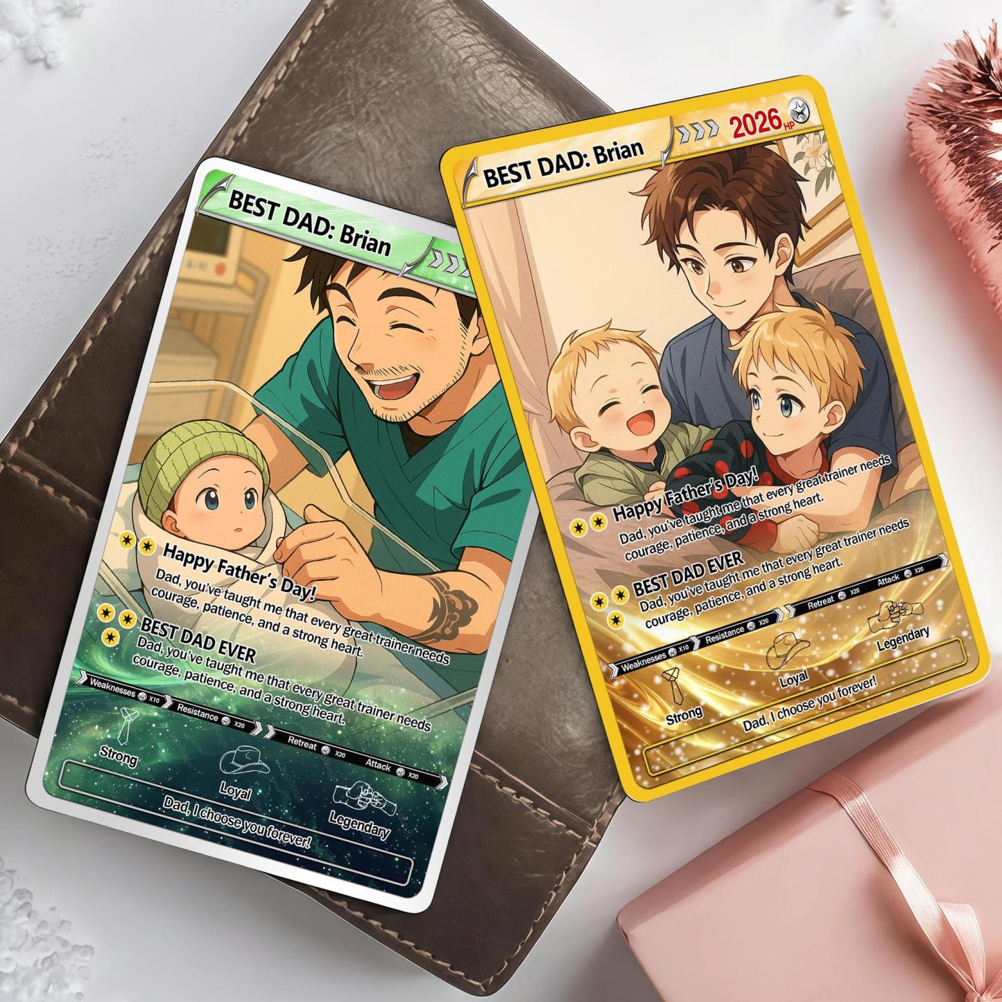 Personalized Father's Day 2 Sides Card Custom Photo Gamer Dad Gift Inspired Keepsake Card Gift From Kids Card for Him