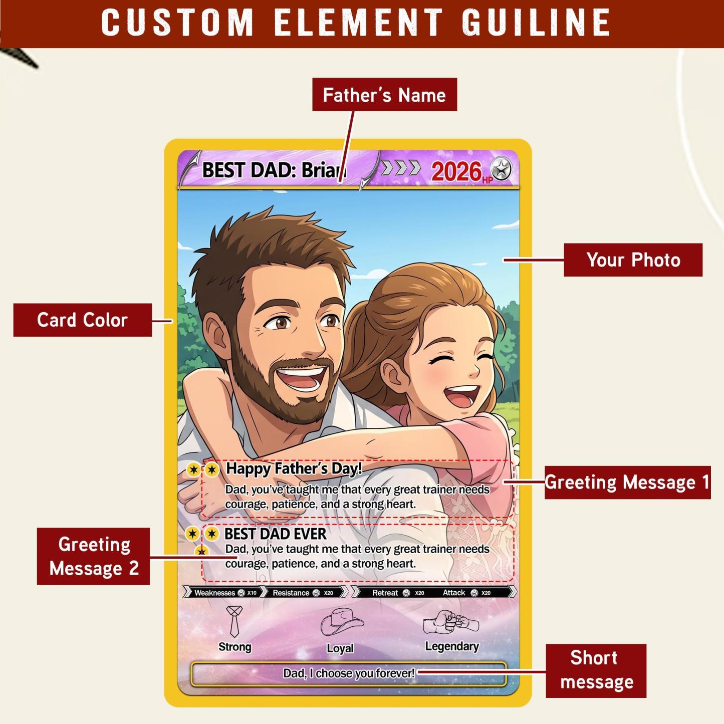 Personalized Father's Day 2 Sides Card Custom Photo Gamer Dad Gift Inspired Keepsake Card Gift From Kids Card for Him