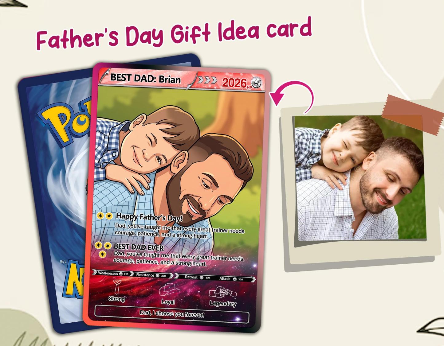 Personalized Father's Day 2 Sides Card Custom Photo Gamer Dad Gift Inspired Keepsake Card Gift From Kids Card for Him