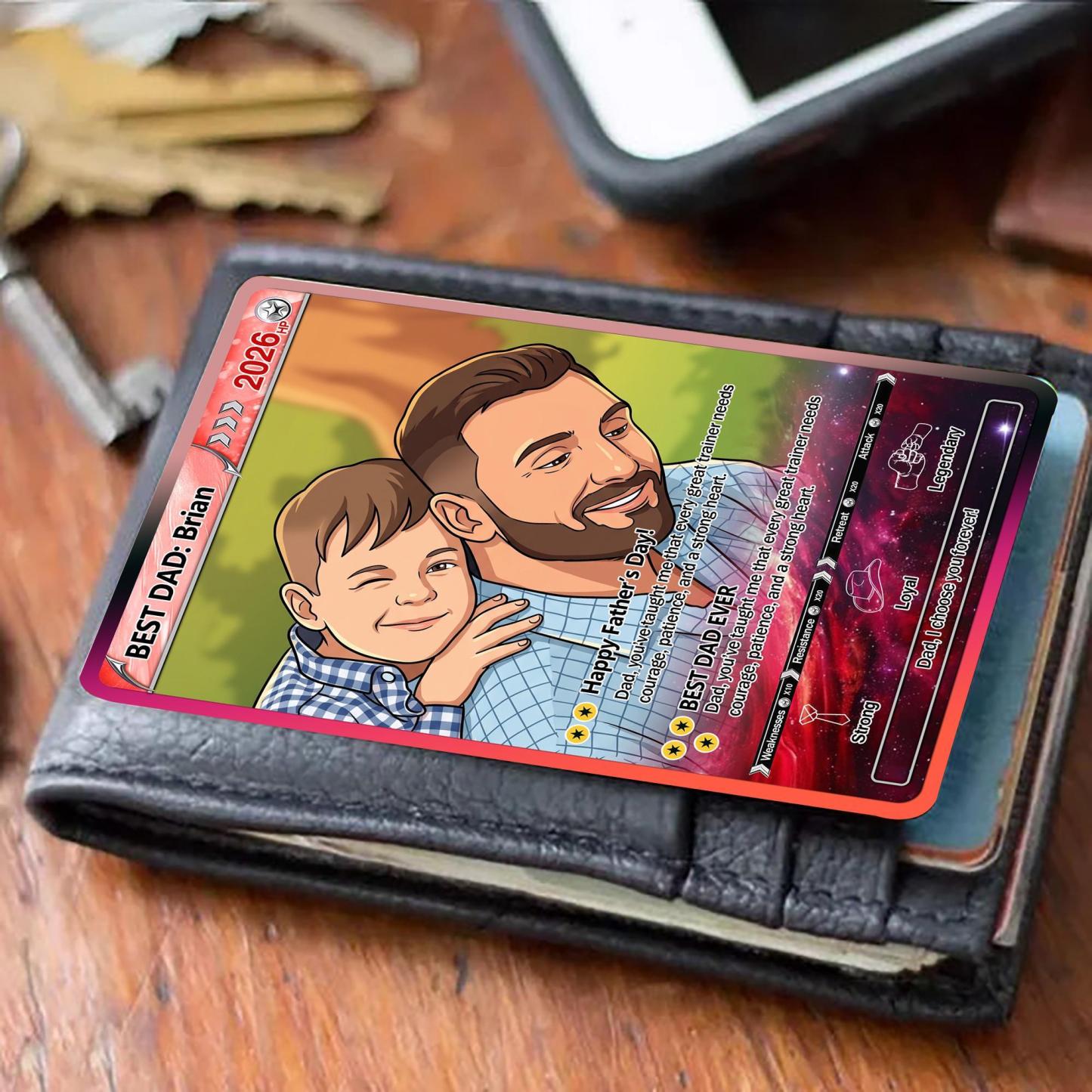 Personalized Father's Day 2 Sides Card Custom Photo Gamer Dad Gift Inspired Keepsake Card Gift From Kids Card for Him