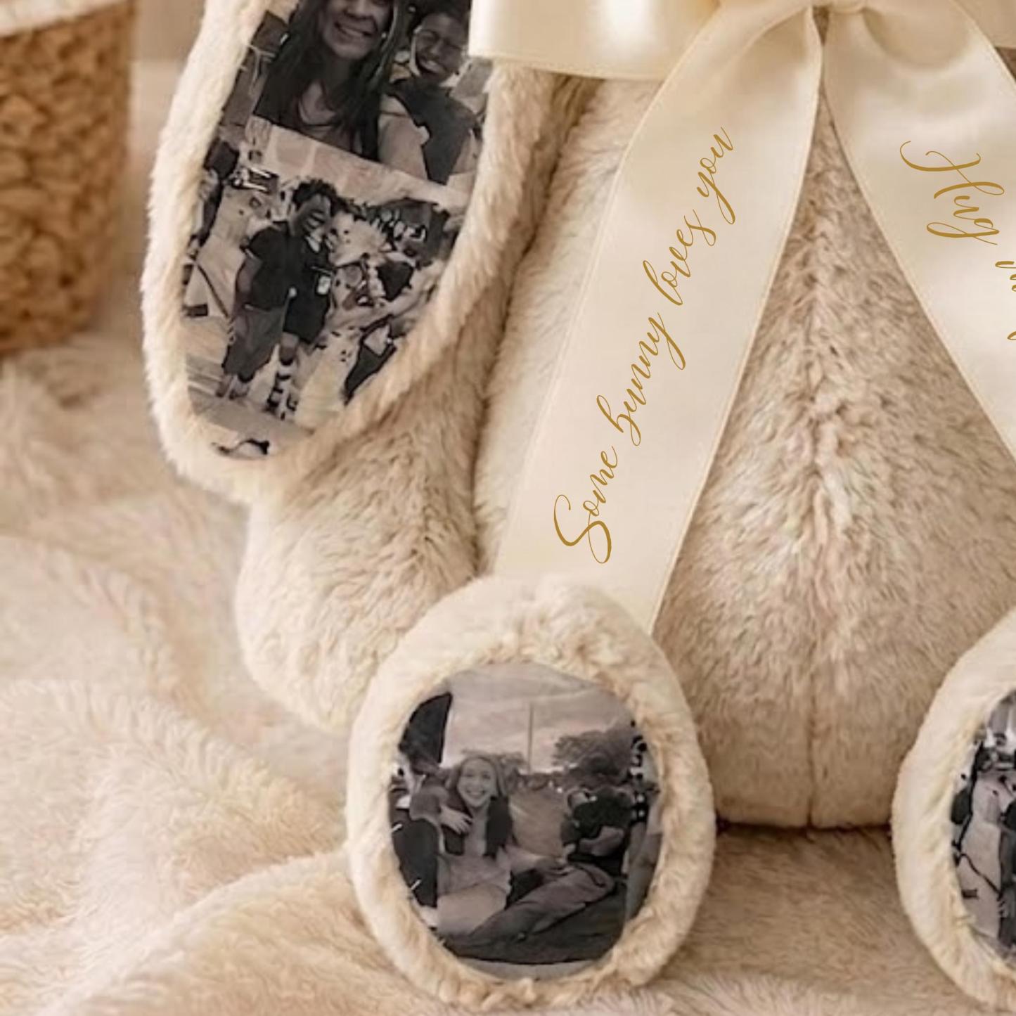 Custom Photo Bunny Plush – Personalized Hidden Ear Picture Bunny Gift for Couples Anniversary Father's Day Gifts - Photowatch