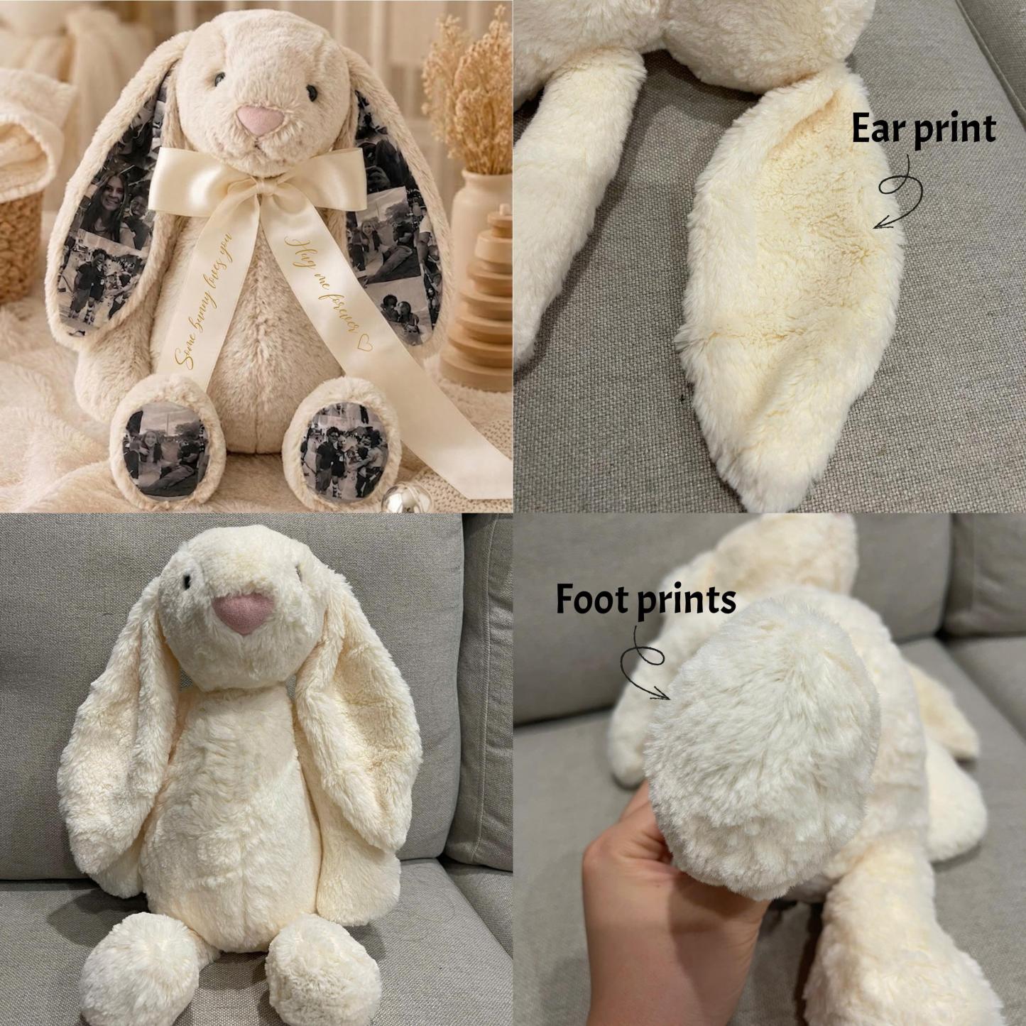 Custom Photo Bunny Plush – Personalized Hidden Ear Picture Bunny Gift for Couples Anniversary Father's Day Gifts - Photowatch