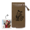 Woman's Custom Photo Engraved Wallet Card Holder Brown Leather