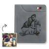 Men's Personalized Photo Wallet Grey Leather With Engraving