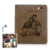 Men's Custom Photo Engraved Wallet Brown Leather