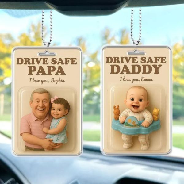 Personalized Father's Day Gift For Dad Custom Photo Action Figure Car Ornament Hanging Gift For Grandpa New Dad Gift Dad Gifts from Kids - Photowatch