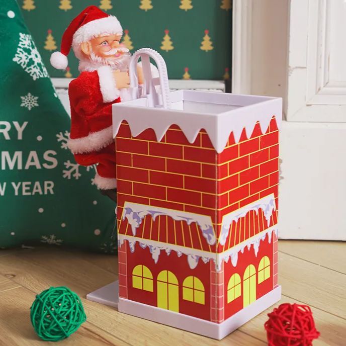 Santa Claus Musical Climbing Rope Christmas Gift for Kids, Electric Climbs Up and Down,Xmas Toy Xmas Tree Ornament