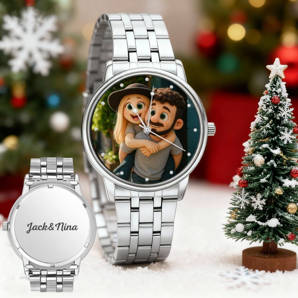 Custom Pixar-Style Plush Portrait Watch｜Personalized Cartoon Photo Watch｜Unique Gift for Family, Couple, Friend