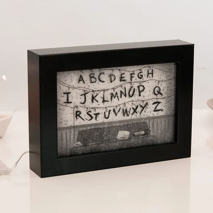 Retro Mystery Light-Up Alphabet Frame | A–Z LED Desk Decor | 80s Suspense-Style Display Piece