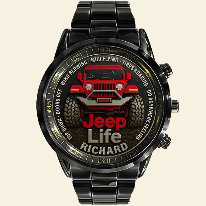 Personalized Off-Road Adventure Watch, Custom Name Sport Style Wristwatch for Car & Outdoor Lovers, Best Choice for Valentine's Day