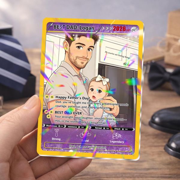 Custom Father’s Day Monster Trainer Trading Card – Personalized Photo Keepsake, Anime Creature Inspired Card, Unique Gift for Gamer Dads & Geek Fathers - CustomCardverse
