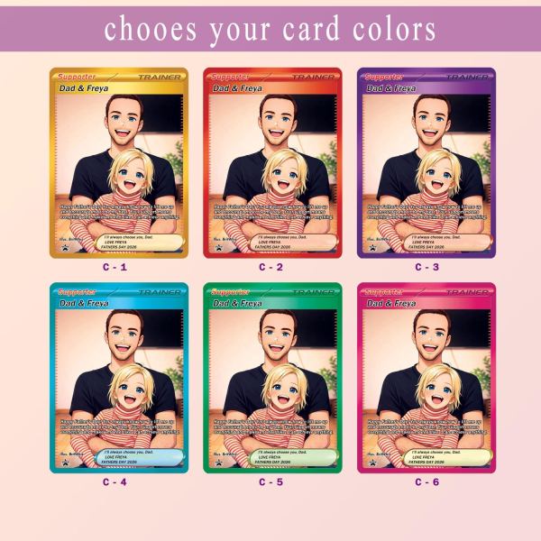 Custom Anime Style Trainer Card – Personalized Photo Keepsake, Special Father’s Day Gift for Dad - CustomCardverse