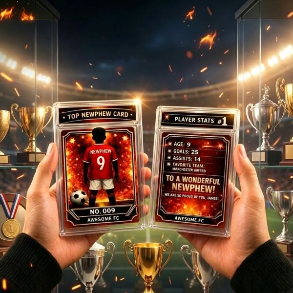Personalized Football Birthday Card Custom Soccer Player Trading Card Gift for Boys - CustomCardverse